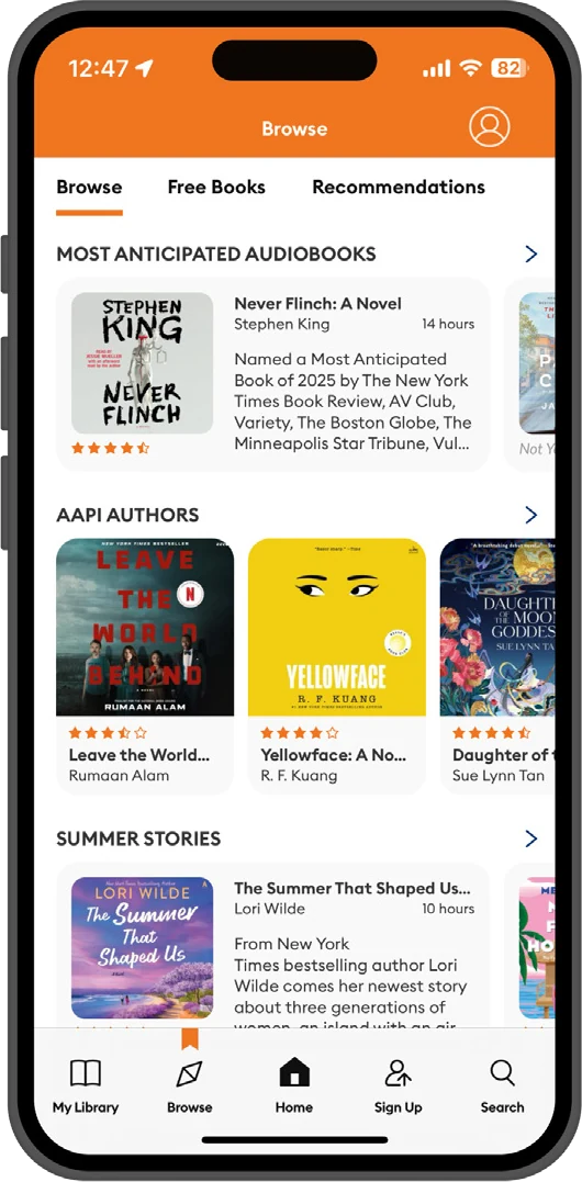 Browse — curated carousels for Most Anticipated, AAPI Authors and Summer Stories